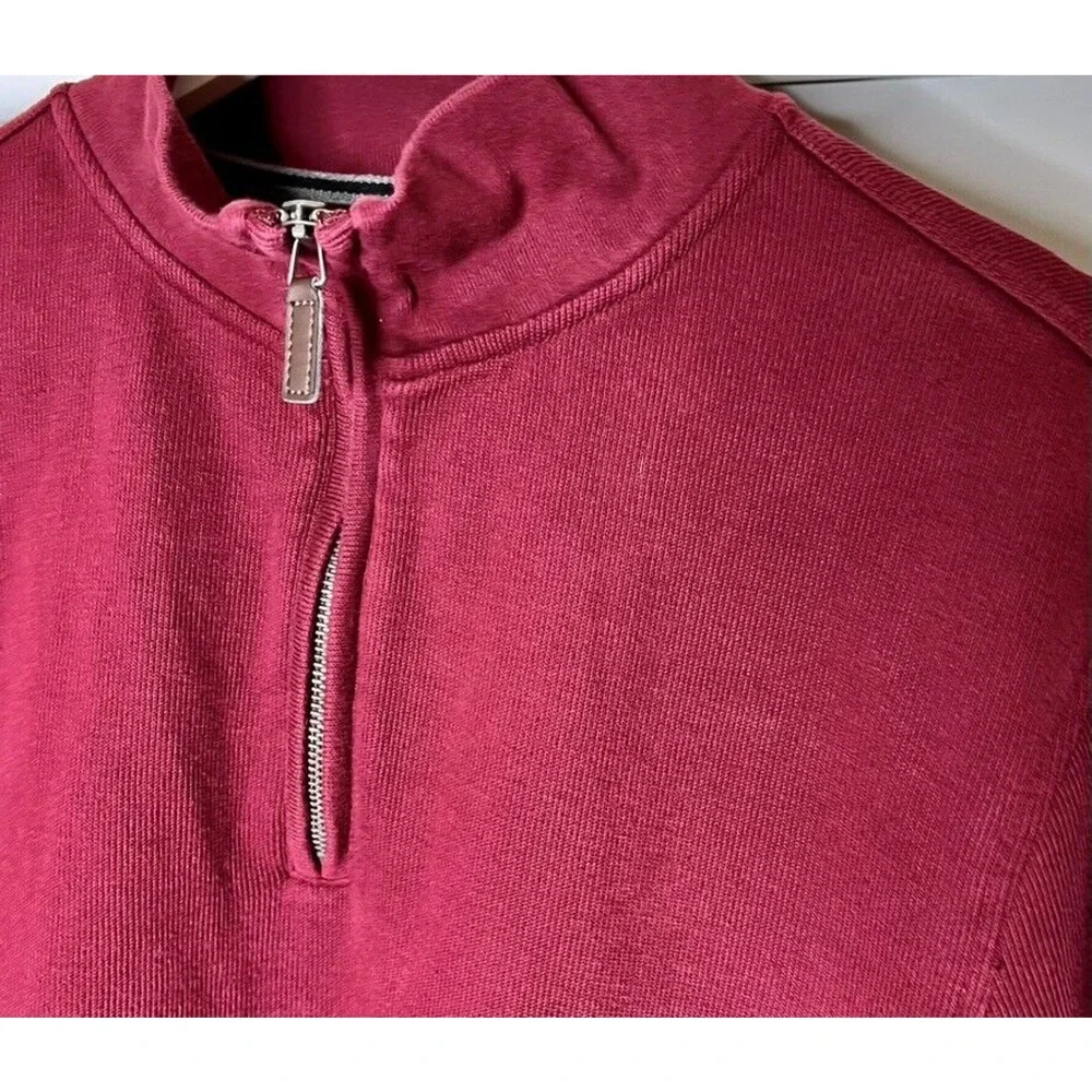 Banana Republic Sweater Men XL Burgundy Elbow Patch Cotton 1/4 Zip Outdoor Basic
